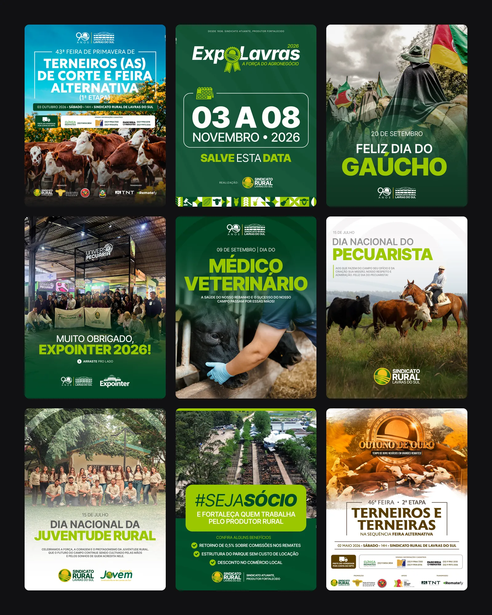 Nove artes criadas pela Agência Atos para o Sindicato Rural de Lavras do Sul